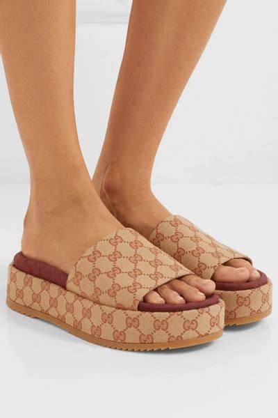 gucci angelina logo-detailed coated-canvas platform sandals|gucci platform slide sandals.